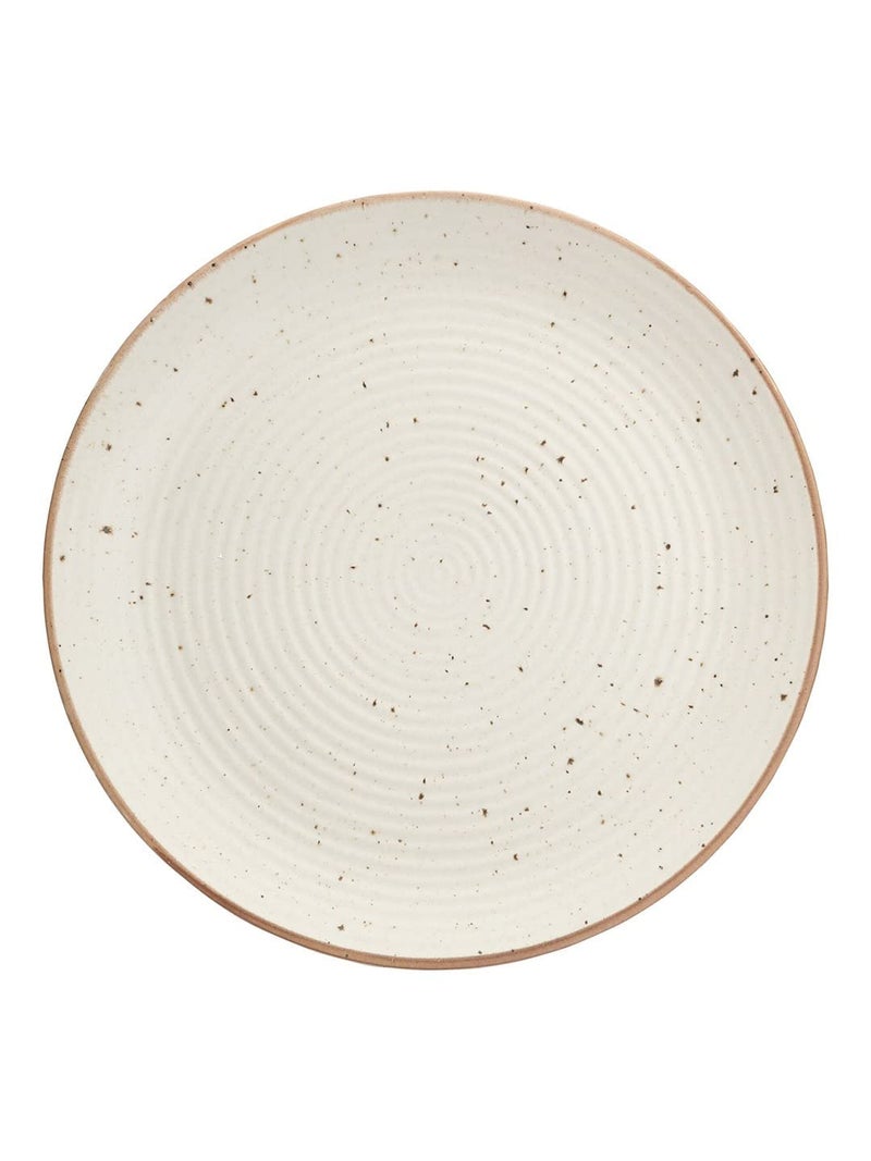 Miah Decor Ceramic Quarter Plates Small Dinner Plates Set of 4 Handcrafted Stoneware OffWhite with Brown Rim grains Serving Platter for Snacks Dessert Microwave and Dishwasher Safe Size 7 Inches - Image 4