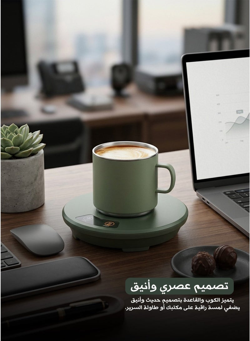 سخان اكواب ذكي قاعدة تسخين وتبريد أكواب كهربائية تحافظ على الحرارة والبرودة 10 واط قطر 15 سم ارتفاع 3 سم مصنوعة من مادة ABS تحكم بلمسة زر تصميم دائري أنيق للمشروبات الساخنة والباردة - Image 2