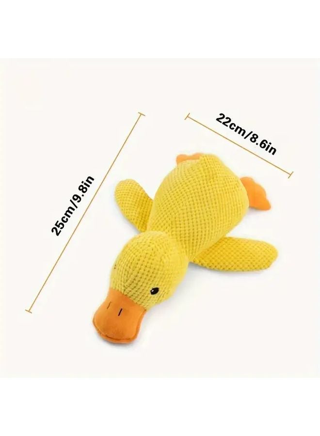 دمية بطة محشوة متوسطة الحجم مقاومة للعض، منظف أسنان ناعم مزيل للتوتر بصوت ذو فراء ذهبي ناعم - Image 4