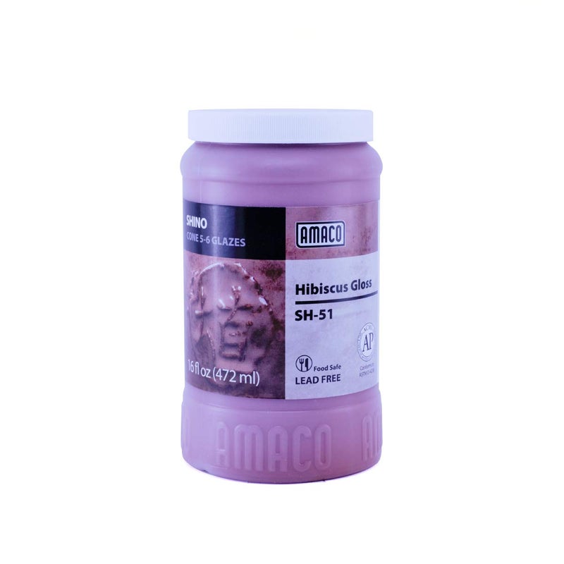 Amaco Shino Glaze – Hibiscus Gloss SH-51, Lead-Free, High Fire, 1 Pint