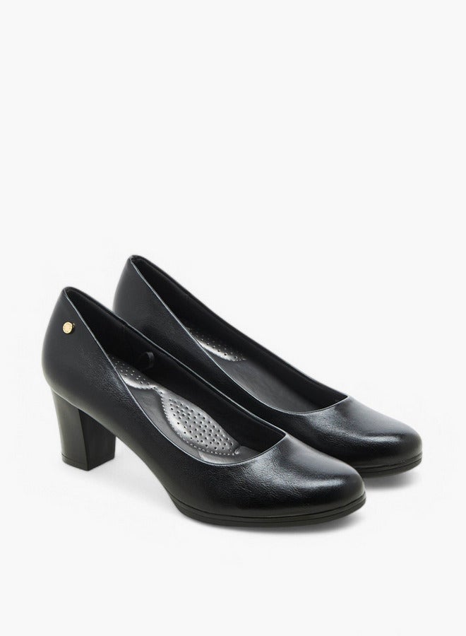 Flora Bella By Shoexpress Textured Slip-On Comfort Shoes with Block Heels  - Image 1