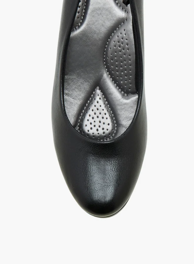Flora Bella By Shoexpress Textured Slip-On Comfort Shoes with Block Heels
