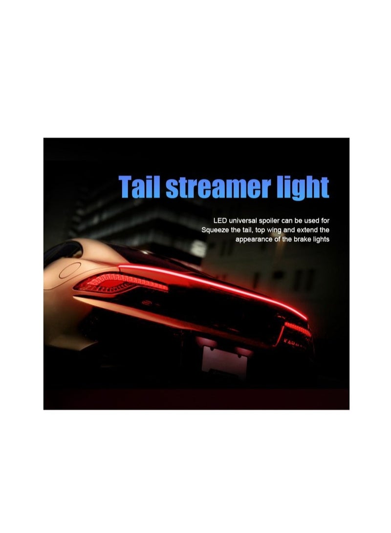 Loquat 120cm 47 inch Universal Carbon Fiber Rear Spoiler Light for Cars Black LED Auto Third Brake Stop Signal Light 12V - Image 1