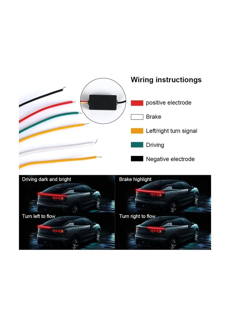 Loquat 120cm 47 inch Universal Carbon Fiber Rear Spoiler Light for Cars Black LED Auto Third Brake Stop Signal Light 12V - Image 4