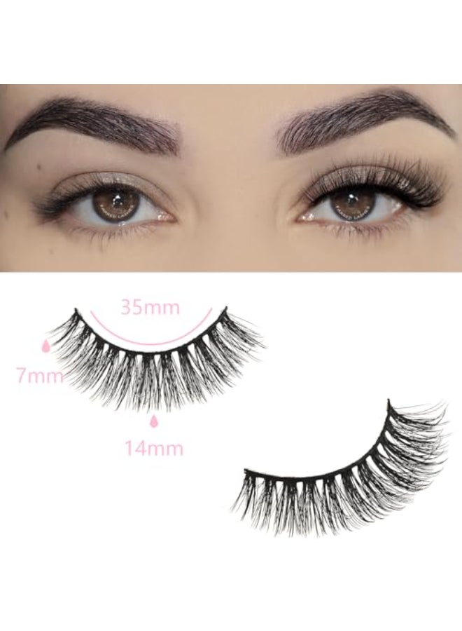 FARRED Cat Eye Lashes Natural Fake Eyelashes Short Wispy Lash Strips Volume Eyelash Cateye Medium Length False Lashes Natural Looking Full Short Strip Pestaas Set for Beginners - Image 3