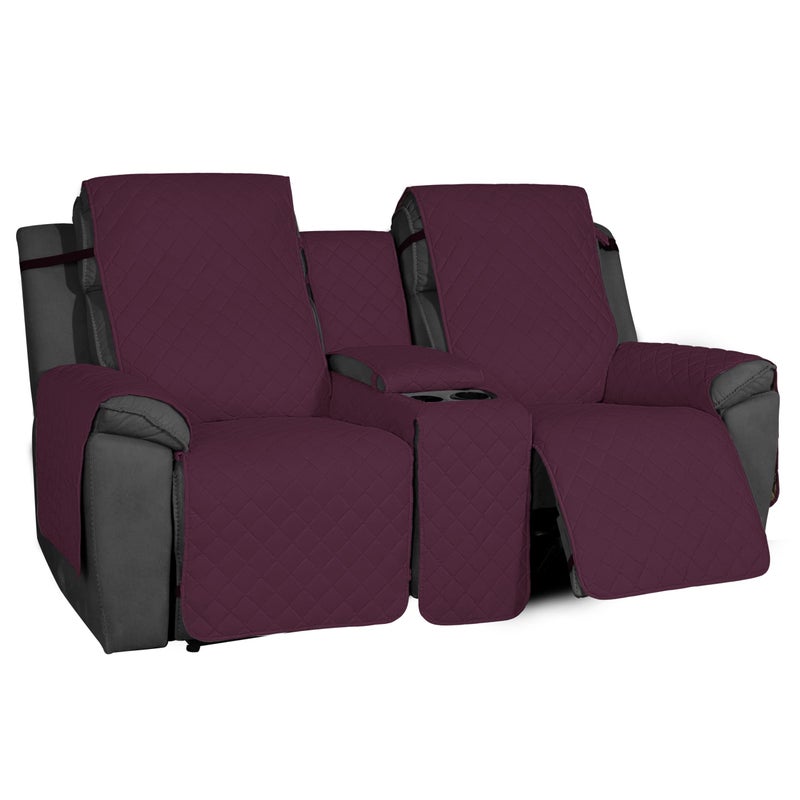 Easy-Going EasyGoing NonSlip Loveseat Recliner Sofa Cover with Console Water Resistant Double Reclining Couch Cover with Adjustable Strap 2Piece Washable Furniture Cover for Dog Pet 2 Seater Wine 