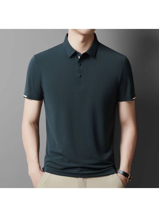 Men's Summer Fashionable Comfortable Classic Simple Polo Shirt Pure Color Collar Youth Breathable Casual Short Sleeve T-shirt - Image 1