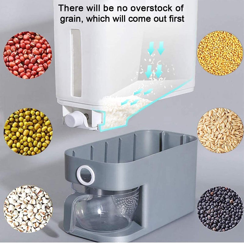 Matiko Food Dispenser Rice Bucket Rice Storage Box Container Kitchen Food Grain Storage Container Household Upgrade Rice Dispenser Transparent Metering Cylinder 10KG  - Image 3