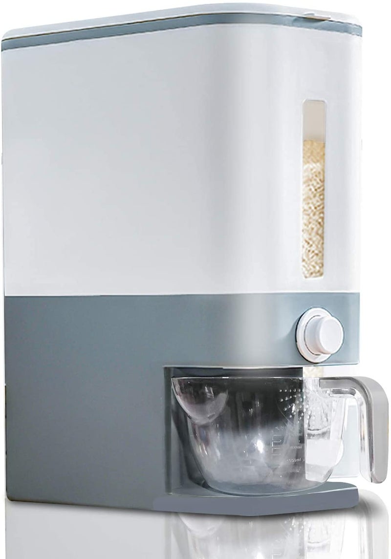 Matiko Food Dispenser Rice Bucket Rice Storage Box Container Kitchen Food Grain Storage Container Household Upgrade Rice Dispenser Transparent Metering Cylinder 10KG  - Image 1