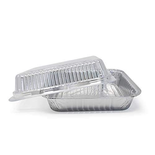 Fig & Leaf (35 Pack) 8” x 8” Square Baking Cake Pans with Plastic Dome Lids | Heavy Duty l Disposable Aluminum Foil Tins l Portable Food Containers l Perfect for Roasting Oven Toaster Cooking - Image 2