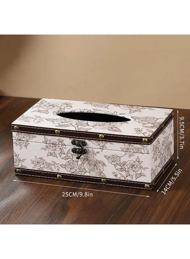 Vintage Nordic Wooden Tissue Box Holder Butterfly Playing With Flowers Design - Image 4