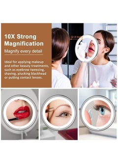 Flexible Gooseneck 10x Magnifying LED Lighted Makeup Mirror Bathroom Magnification Vanity Mirror with Suction Cup 360 Degree Swivel Daylight Battery Operated Cordless Travel Mirror - pzsku/ZE7C8E0B88F0C309B7BF7Z/45/_/1730712293/09604e30-e966-4aa4-a139-360d2253d0ed