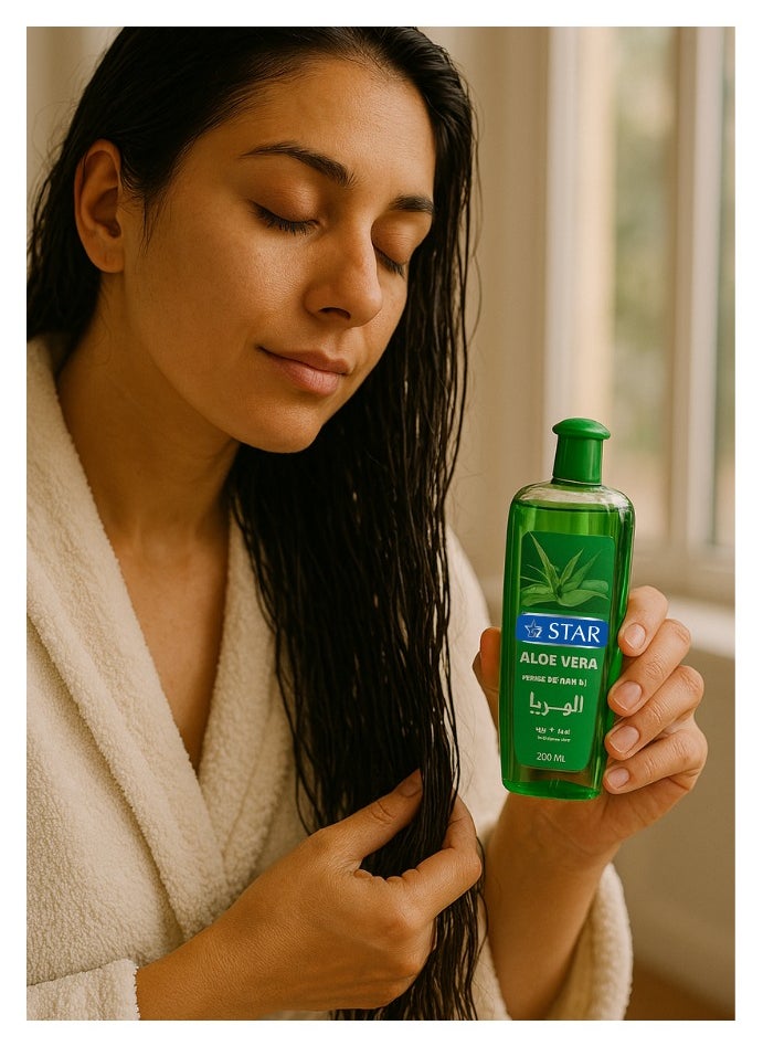 SZ Star Organic Aloe Vera Oil For Hair Growth – Daily Moisturizing Hair Oil – Nourishing & Hydrating Formula for Soft, Shiny Hair – Repairs Damage, Controls Frizz, and Boosts Hair Health – For All Hair Types (200ml)  - Image 3