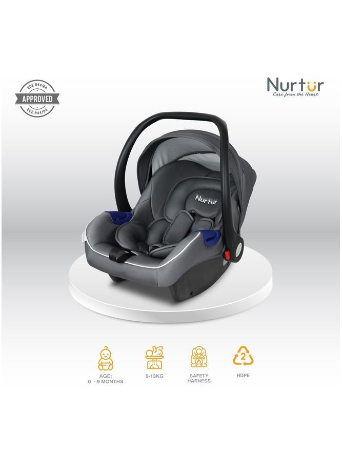 Nurtur Nemo Baby Carrier Adjustable Canopy and Handle Extra Protection 3 Point Safety Harness Suitable from 0 months to 12 months Upto 13kg Grey Official Product - Image 2