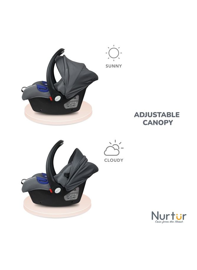 Nurtur Nemo Baby Carrier Adjustable Canopy and Handle Extra Protection 3 Point Safety Harness Suitable from 0 months to 12 months Upto 13kg Grey Official Product - Image 4