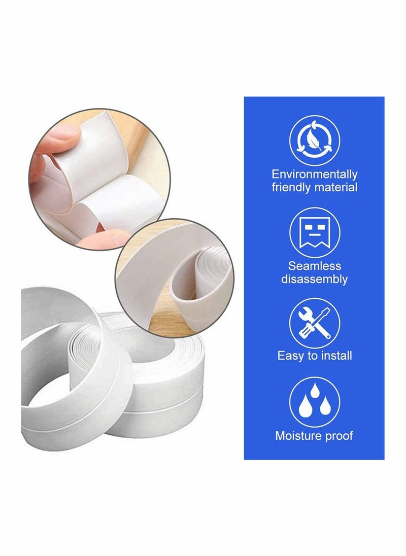 KASTWAVE - Silicone Sealant Remover and Bath Sealant Strip 6 Pack, 4 Sealant Finishing Tools, 2 Rolls Self Adhesive White Silicone Seal Strip, Waterproof Mildew Sealant Tape Caulk Tool for Wall - Image 1