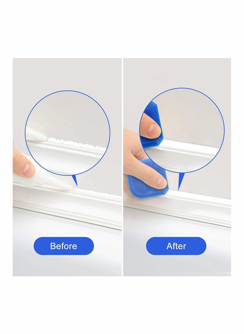 KASTWAVE - Silicone Sealant Remover and Bath Sealant Strip 6 Pack, 4 Sealant Finishing Tools, 2 Rolls Self Adhesive White Silicone Seal Strip, Waterproof Mildew Sealant Tape Caulk Tool for Wall - Image 1