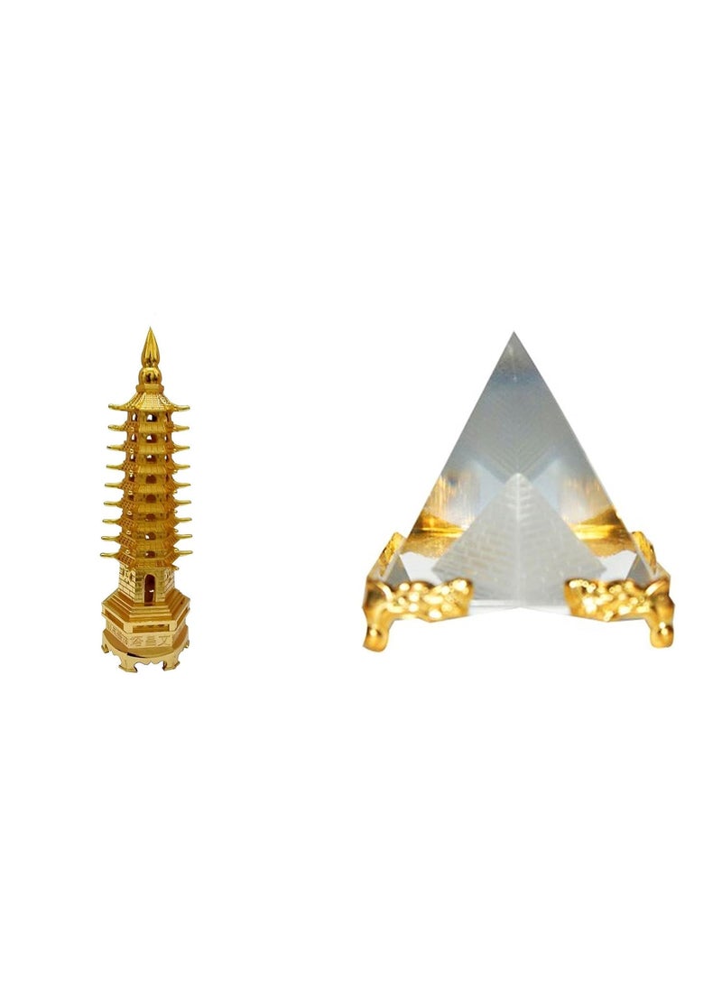 Crazy Sutra Crazy Sutra Feng Shui Power Combo Education Tower with Crystal Pyramid Best for Positive Energy Prosperity Success Career and Luck  - Image 1