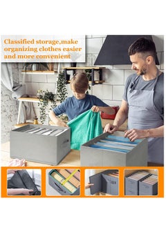 XiuWoo 3 Pack Foldable Wardrobe Clothes Organizer, Jeans Drawer Closet Organizer, Fabric Organizer Storage Bins, Closet Organizer Basket with Reinforced Handle and Various Storage Compartments  - Image 5