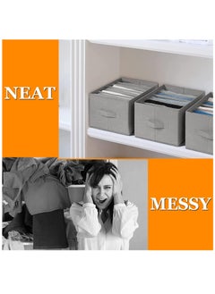 XiuWoo 3 Pack Foldable Wardrobe Clothes Organizer, Jeans Drawer Closet Organizer, Fabric Organizer Storage Bins, Closet Organizer Basket with Reinforced Handle and Various Storage Compartments  - Image 3