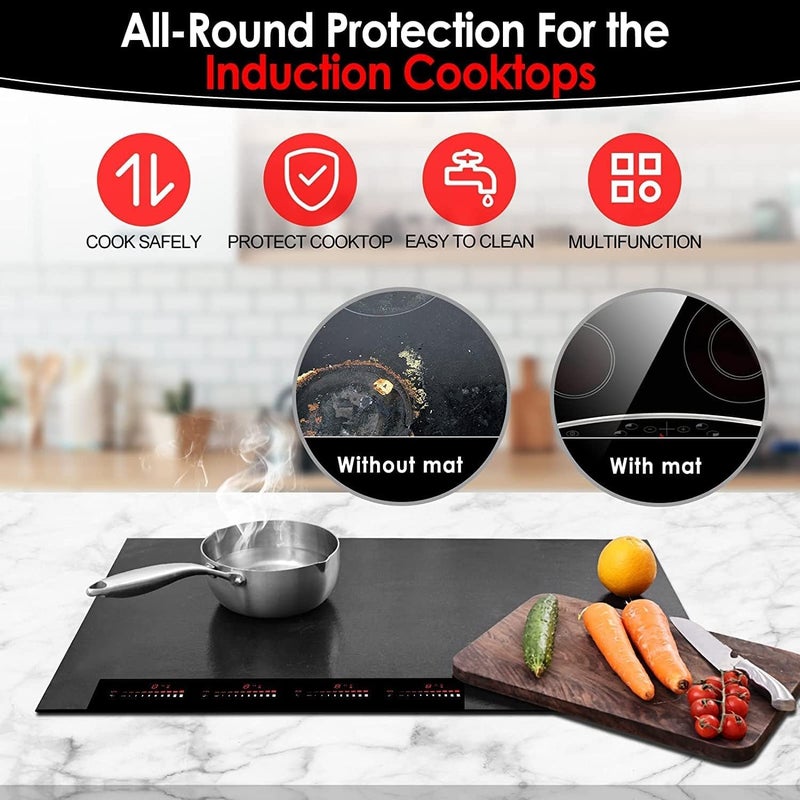 Large Magnetic Induction Protector Mat, Scratch-Resistant, Compatible with Electric and Glass Stoves, Black Color - Image 2