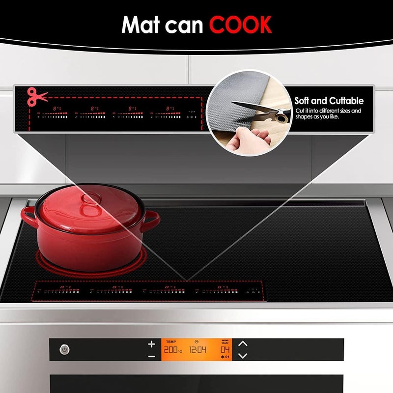 Large Magnetic Induction Protector Mat, Scratch-Resistant, Compatible with Electric and Glass Stoves, Black Color - Image 3