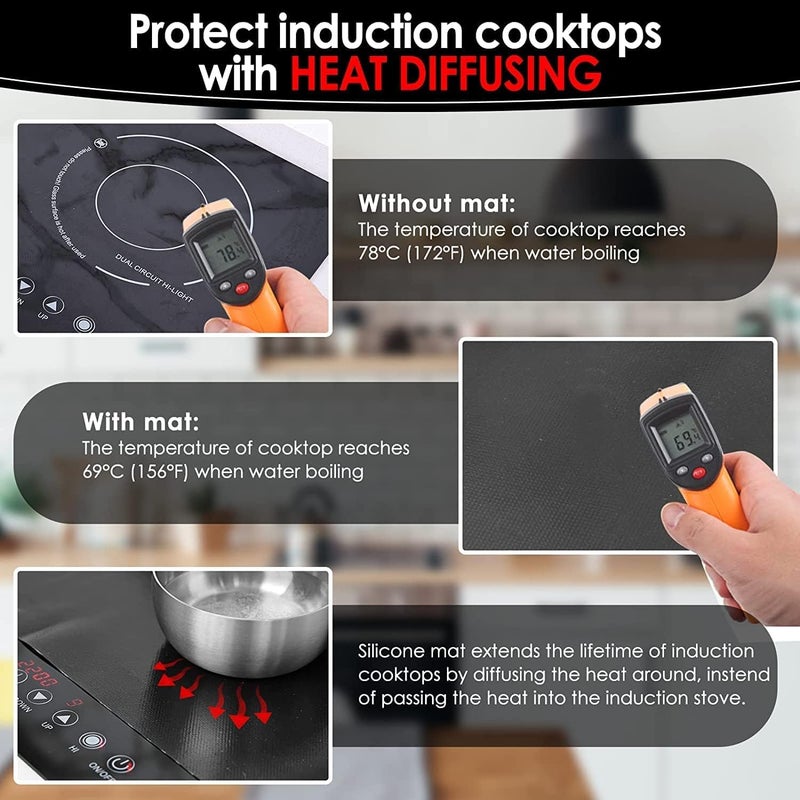 Large Magnetic Induction Protector Mat, Scratch-Resistant, Compatible with Electric and Glass Stoves, Black Color - Image 5