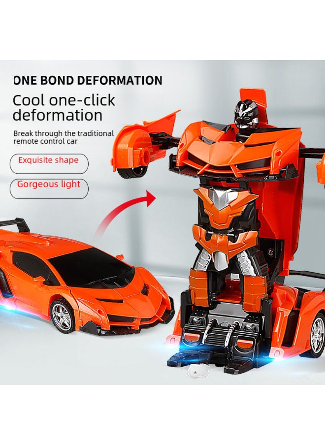 Generic - Transforming Remote Control Car King Kong Robot Rechargeable Electric Children's Toy Boy Rambo Remote Control Car Drift Racing-Color:Rambo Yellow-with 1 Group Charging-Proportion:1:8 - Image 1