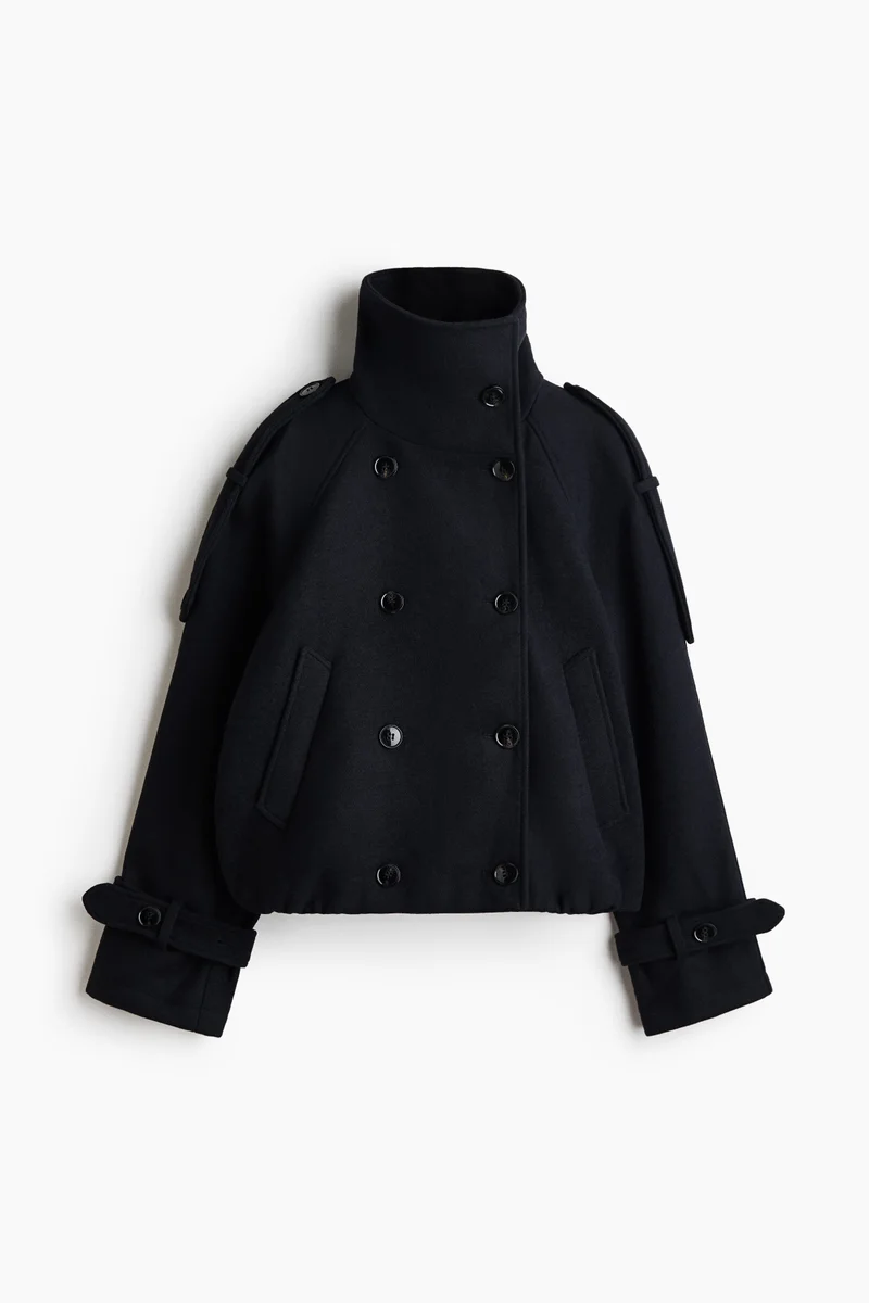 H&M  Double-breasted funnel-collar jacket for Women | Best Price UAE