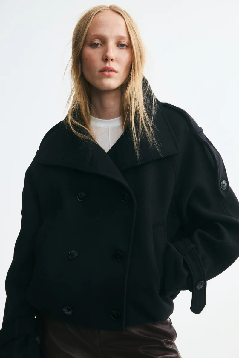 H&M  Double-breasted funnel-collar jacket for Women | Best Price UAE