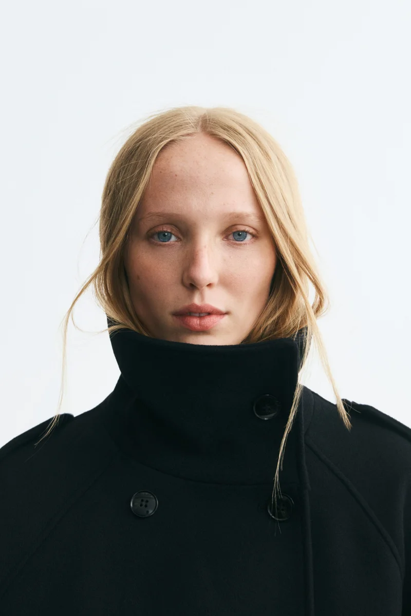 H&M  Double-breasted funnel-collar jacket for Women | Best Price UAE