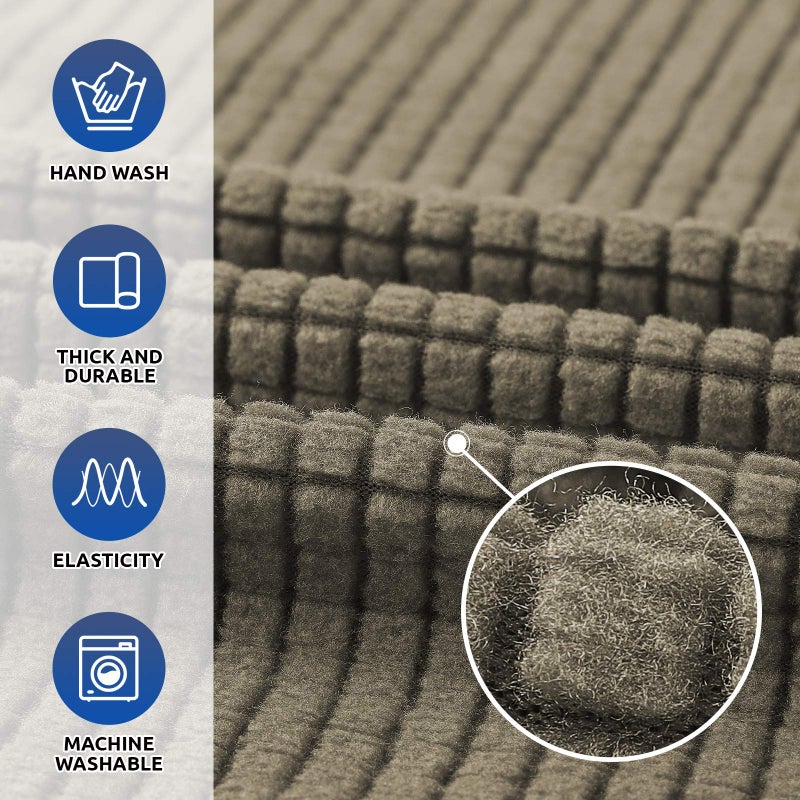 KEKUOU Stretch Oversized Sofa Slipcover 1 Piece Couch Sofa Cover (94""-110"") Furniture Protector 4 Seater Sofa with Elastic Bottom for Kids Pet.Jacquard Checked Pattern Fabric(X Large Khaki) - Image 3