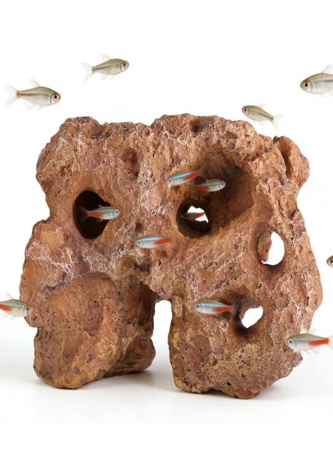 Homaisson Large Aquarium Decoration Hideout Cave, Resin Rock Mountain Fish Tank Ornament with Multiple Holes, Artificial Coral Style Aquarium Cave for Fish Shrimp and Aquatic Pets - Image 1