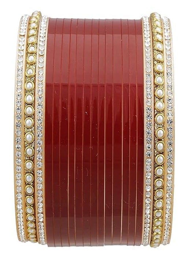 BANGLESKART Bridal Punjabi Chura Wedding Mehroon/Golden Chuda Set for Marriage for Girls and Women, Latest small Chooda Gives you Royal look (Mehroon) (2.10) - Image 4