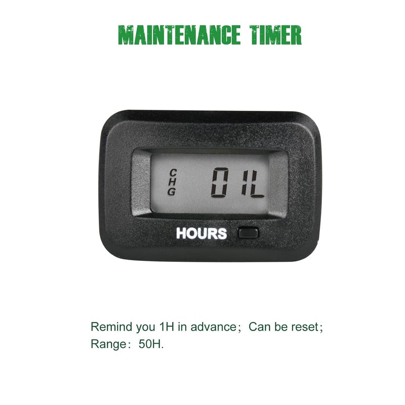 YOOREAL AC/DC 5-277V Digital OEM Hour Meter Gauge, Regular Maintenance Alert,Works on Various of ZTR/Riding Lawn Mower Tractor String Trimmer Land Edger Generator - Image 3