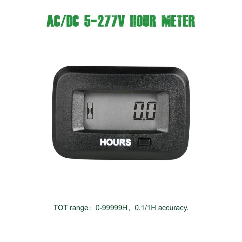 YOOREAL AC/DC 5-277V Digital OEM Hour Meter Gauge, Regular Maintenance Alert,Works on Various of ZTR/Riding Lawn Mower Tractor String Trimmer Land Edger Generator - Image 2