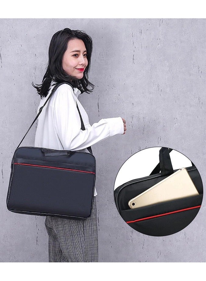 حقيبة كمبيوتر محمول بأقسام متعددة مقاس 15.6 بوصة حقيبة سفر مع منظم وحقيبة كتف هجينة كبيرة قابلة للتوسيع مقاومة للماء والغبار حقيبة ماسنجر للأعمال باللون الأسود - Image 3