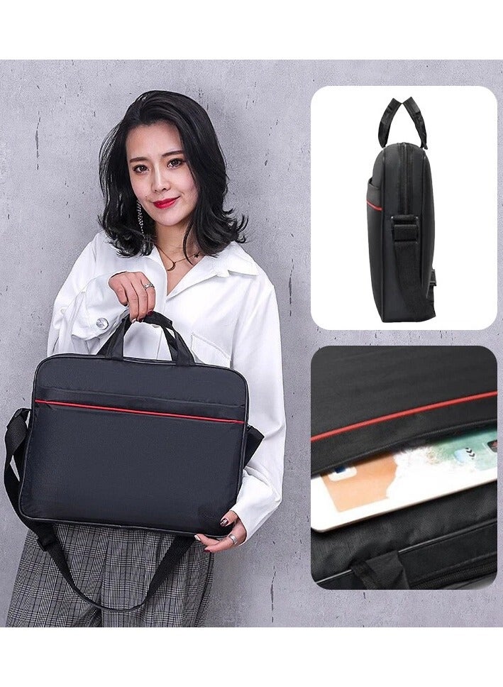 حقيبة كمبيوتر محمول بأقسام متعددة مقاس 15.6 بوصة حقيبة سفر مع منظم وحقيبة كتف هجينة كبيرة قابلة للتوسيع مقاومة للماء والغبار حقيبة ماسنجر للأعمال باللون الأسود - Image 4