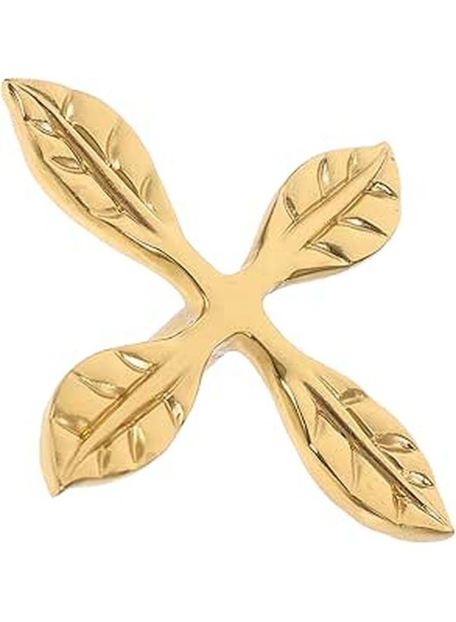 Brass Leaf Shaped Cabinet Pull Handle Drawer Knob for Kitchen Dressers Wardrobes - Image 1