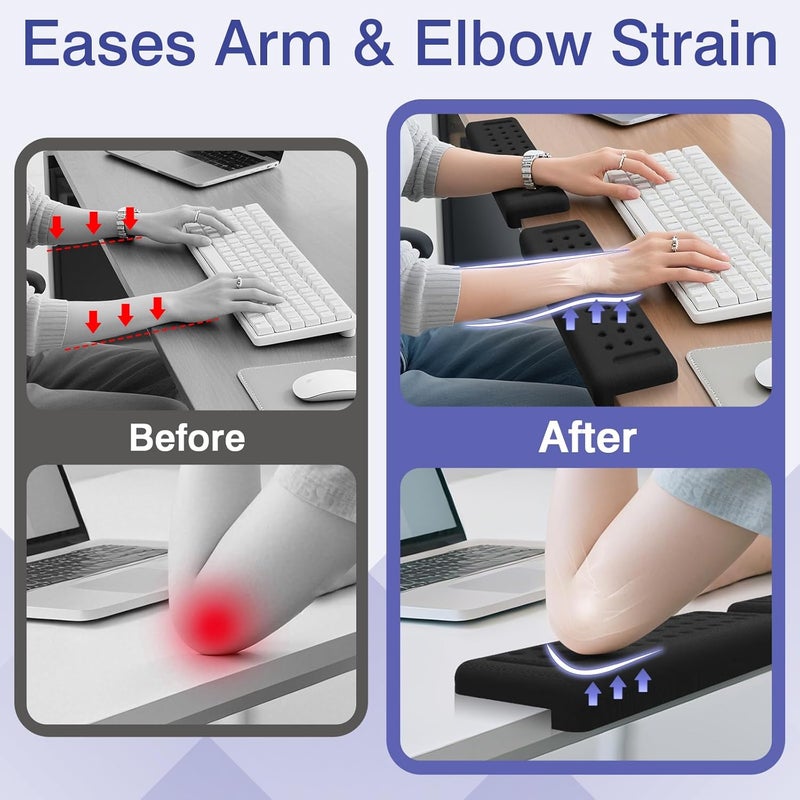 Retuhapy L-Shaped Desk Edge Cushion, 2 PCS Elbow Rest for Desk with Ergonomic Support, Memory Foam Elbow Pad & Arm Rest for Palm, Wrist & Forearm, Non-Slip & Separate Design, Office & Home, Black - Image 2