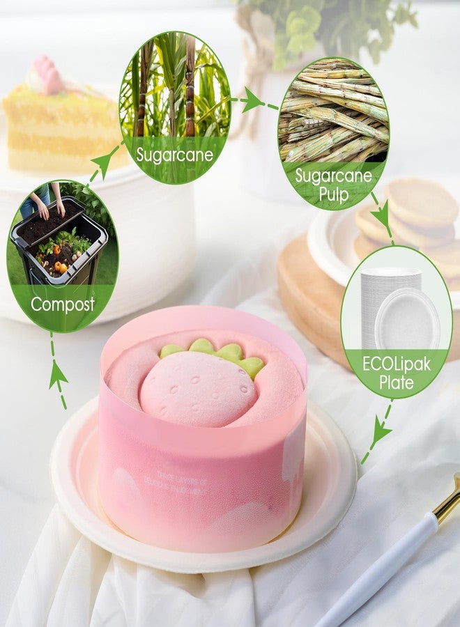 ECOLipak 6 Inch Disposable Compostable Small Paper Plates, 200 Pack Recycled Sugarcane Bagasse Biodegradable Heavy Duty Mini Dinner Appetizer Cake Dessert Plates for Party(White) - Image 4