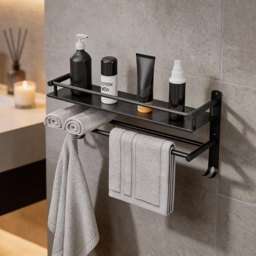 Well Set Multipurpose Stainless Steel Bathroom Shelf/Rack/Storage Organizer for Bathroom and Kitchen (Matt Black - 15x10x5 inches) - Image 1