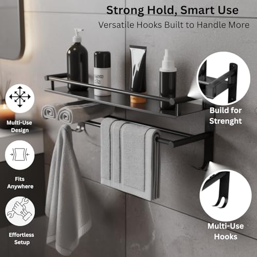 Well Set Multipurpose Stainless Steel Bathroom Shelf/Rack/Storage Organizer for Bathroom and Kitchen (Matt Black - 15x10x5 inches) - Image 3