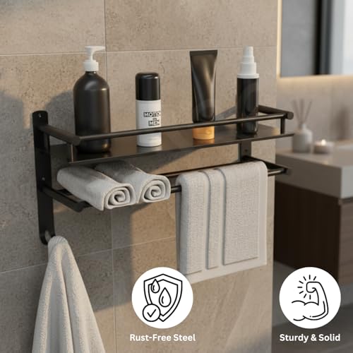 Well Set Multipurpose Stainless Steel Bathroom Shelf/Rack/Storage Organizer for Bathroom and Kitchen (Matt Black - 15x10x5 inches) - Image 4