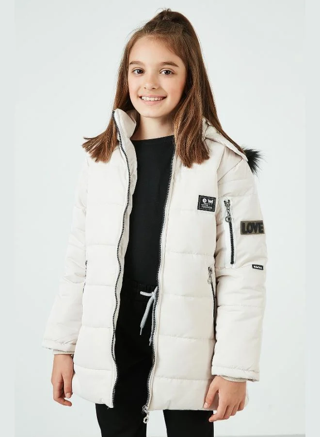 ليلا معطف بقلنسوة من الفرو الصناعي من ليلا للبنات