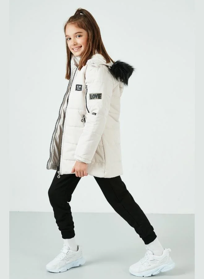 ليلا معطف بقلنسوة من الفرو الصناعي من ليلا للبنات