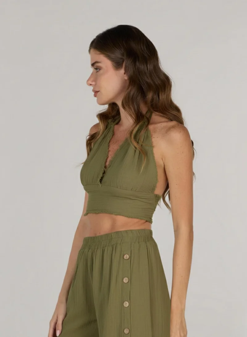 Just Nature Olive Halter Neck Mini Top for Women | Best Price UAE