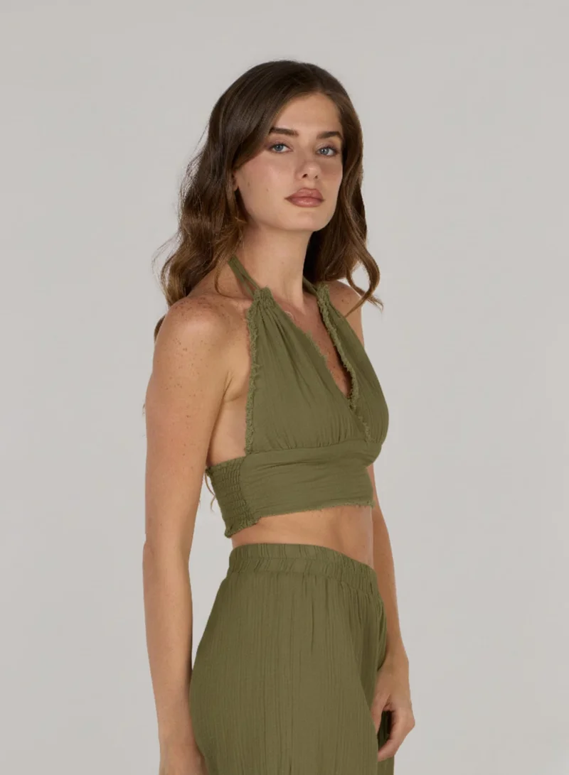 Just Nature Olive Halter Neck Mini Top for Women | Best Price UAE