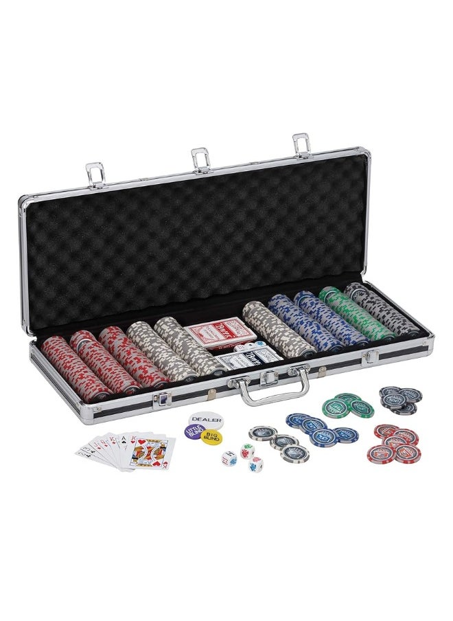 Fat Cat by GLD Products - Fat Cat Bling 13.5 Gram Texas Hold 'em Clay Poker Chip Set with Aluminum Case, 500 Striped Dice Chips - Image 1