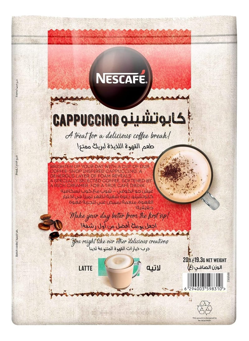 Nescafe Cappuccino Foamy Coffee Mix With Chocolate Sprinkles 19.3g (20 Sticks) - Image 2
